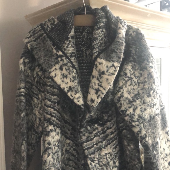 LUNDSTROM Black + White Hooded Sweater Jacket, S - Picture 2 of 7